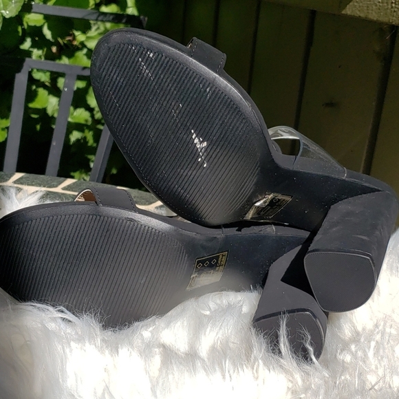 Qupid Nubuck Mid T-Strap Clear Vamp Open Toe - Picture 10 of 11